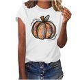 thumbnail image 2 of Babysbule Womens Summer Top Women's Pumpkin Shirt Women Plaid Leopard Graphic Tees Cute Short Sleeve Fall Shirt Thanksgiving Gift Tops, 2 of 5