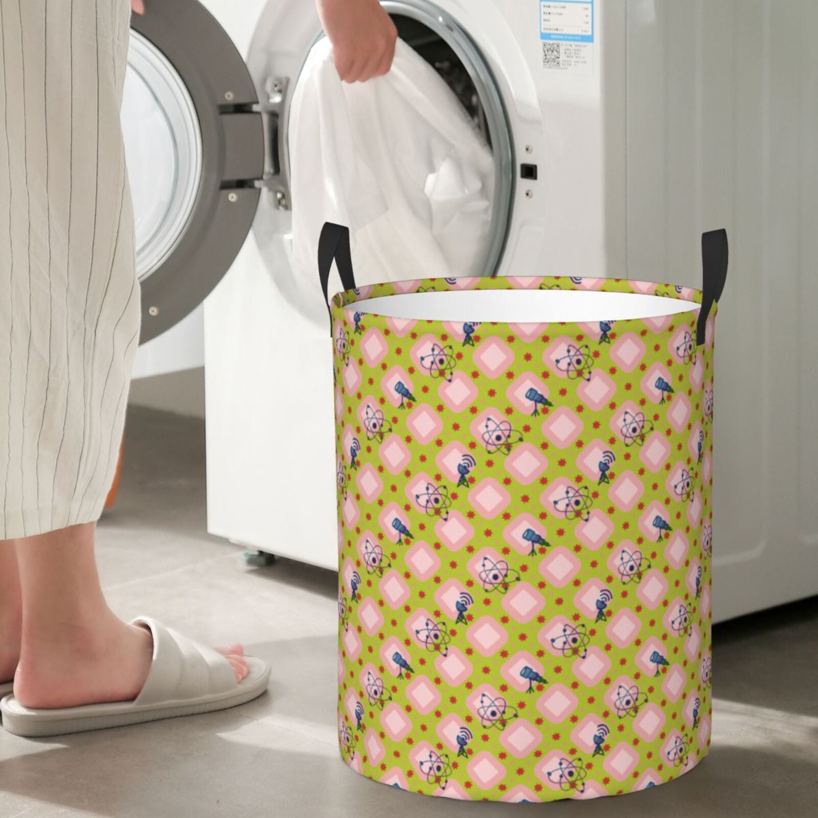 Picia Wireless Antenna Icon1 Large Laundry Basket, Waterproof, Freestanding Laundry Hamper, Collapsible Tall Clothes Hamper with Extended Handles-
