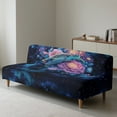 thumbnail image 6 of SCRAWLGOD Sea Turtle Peony Galaxy Print Stretch Futon Slipcover Armless Sofa Cover Futon Mattress Covers Without Armrests Sofa Bed Furniture Protector Covers with Elastic Bottom, 6 of 7