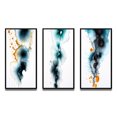 thumbnail image 2 of Designart "Heartbeat Rhapsody Turquoise and Gold Ink Cloud I" Abstract Painting Framed Wall Art Set Of 3 - Turquoise Modern Frame Gallery Wall Set For Home Decor, 2 of 6