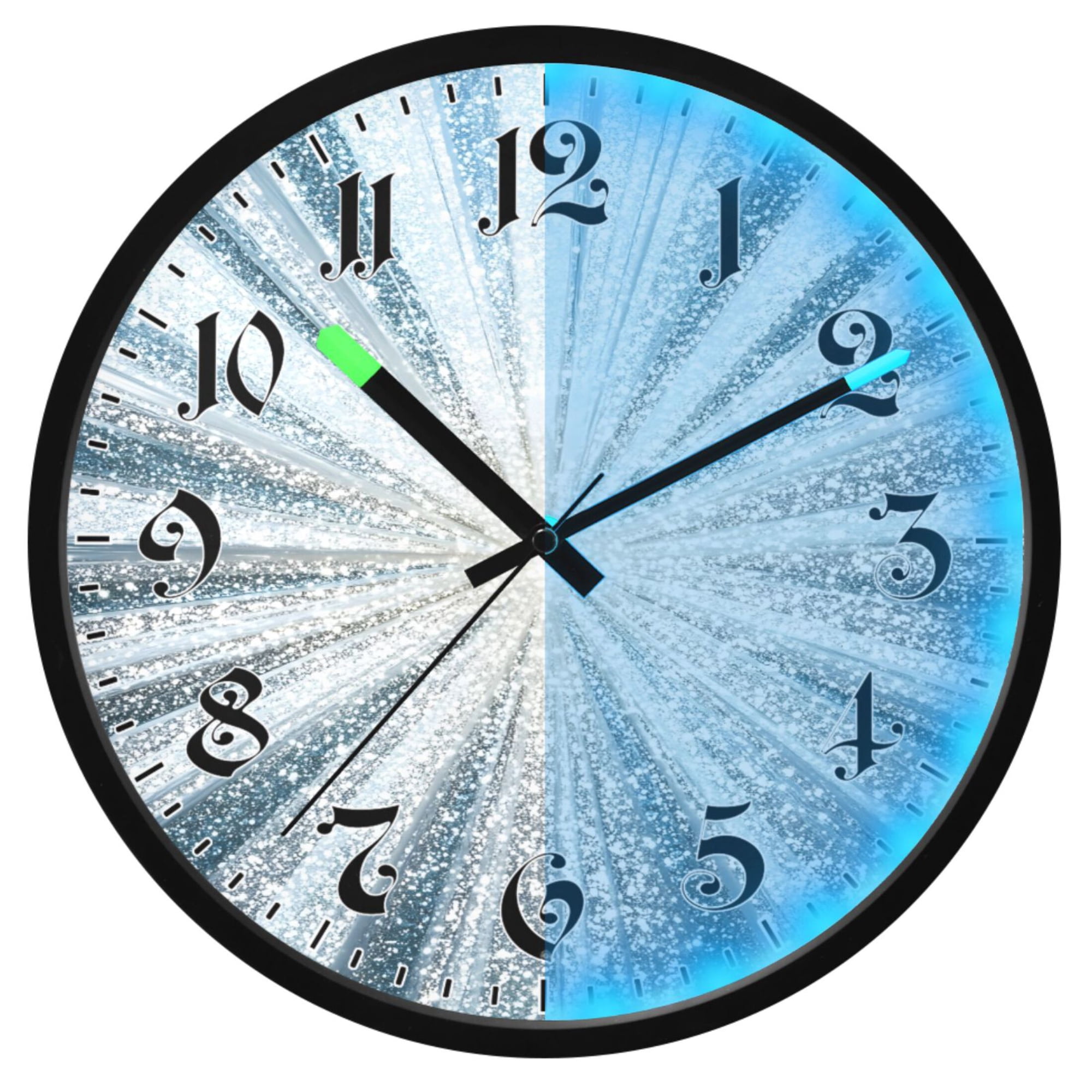 Ryvnso Blue Fireworks 12 Inch Night Light Wall Clock Luminous Silent Battery Operate Clocks