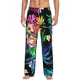 thumbnail image 2 of Goofa Colorful Flowers Printed Soft Pajama Pants for Men, Wide Leg Comfy Casual Lounge Yoga Pants-Small, 2 of 9