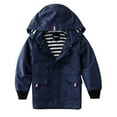 thumbnail image 1 of Hiheart Boys Girls Water Resistance Hooded Jackets Unisex Cotton Lined Mid-Length Rain Jackets Navy 6-7 yrs, 1 of 7