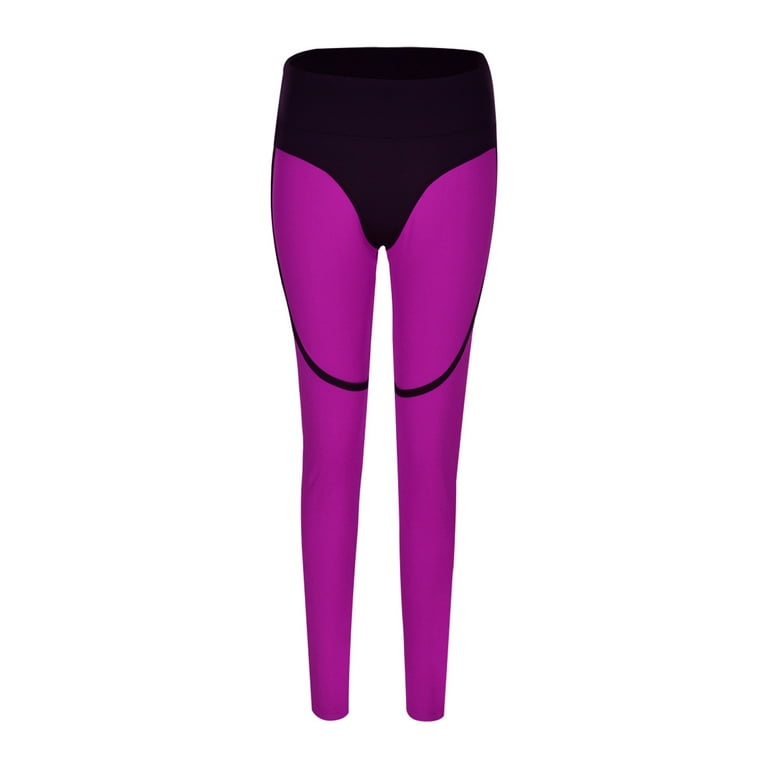 Aayomet Yoga Pants Women's Patchwork Color Slim Stitching Peach Sports Yoga  Nine Points Pants Leggings,Hot Pink S