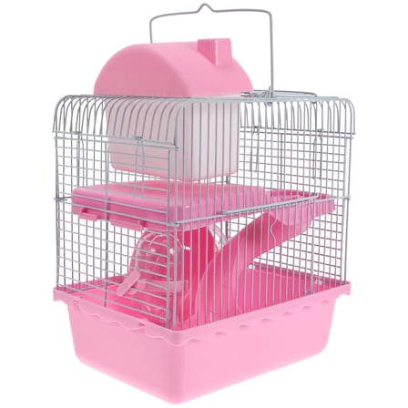 Niceauty Hamster Habitat Decor Hamster Cage Pink Plastic 1Set