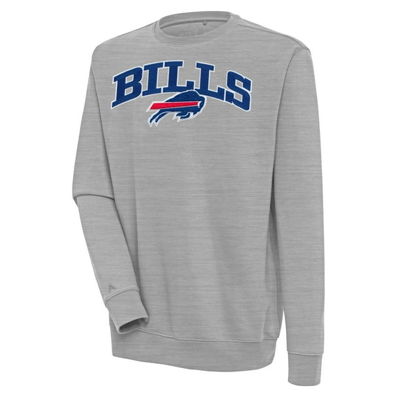 Men's Antigua Heather Gray Buffalo Bills Victory Chenille Pullover Sweatshirt
