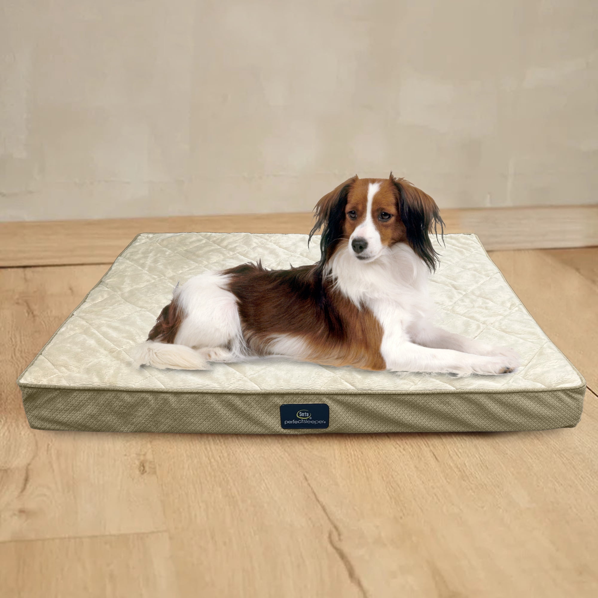 SertaQuilted Orthopedic Pillowtop Dog Bed with Removable Cover,Tan, Large