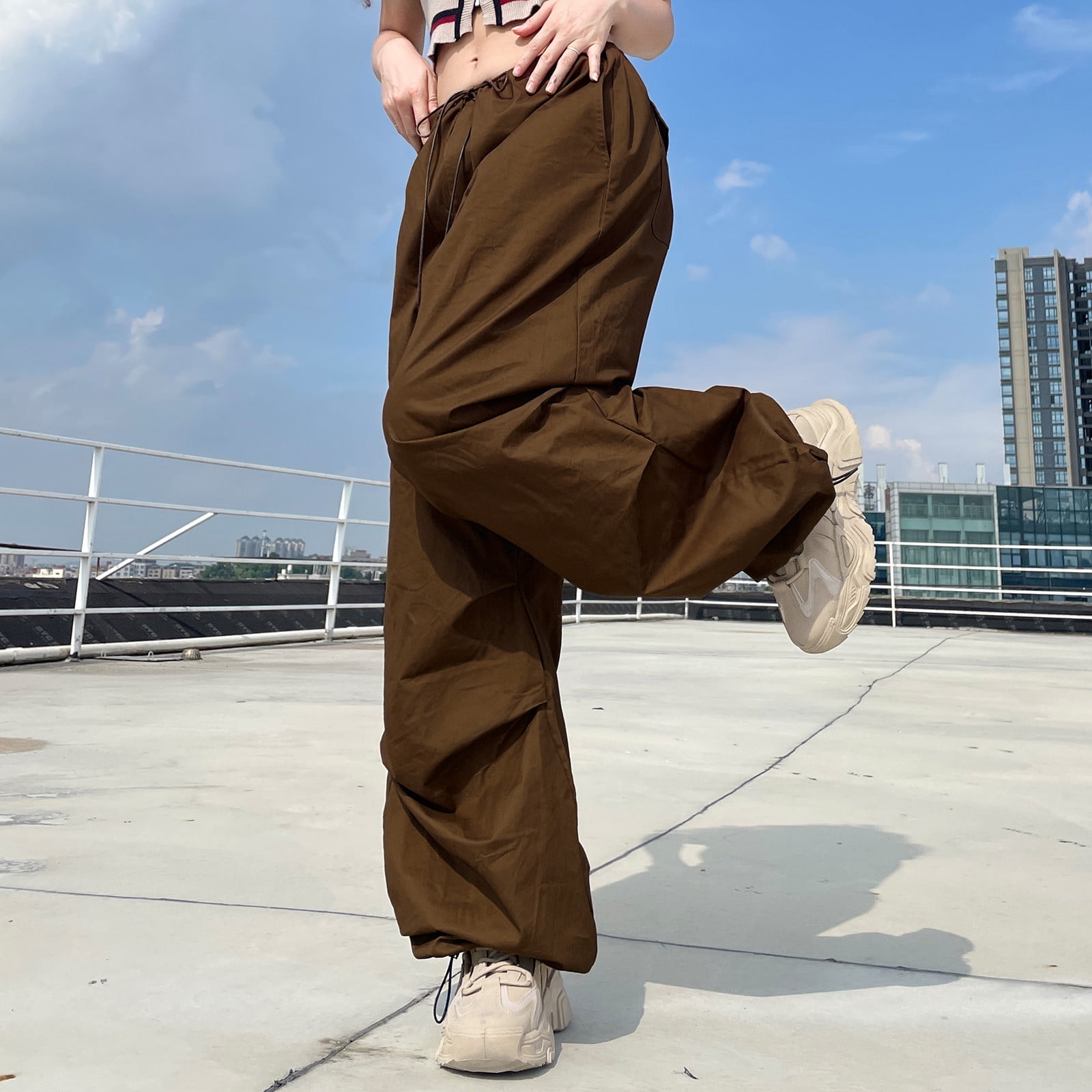 Topshop Tall relaxed low slung cargo pants in khaki  ASOS