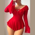 thumbnail image 4 of uublik Women Pajamas Mesh Set Valentine's Day Night Gowns Soft Loungewear Sleepwear Red, 4 of 6