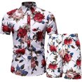 thumbnail image 1 of Chándal floral para hombre, camisa de manga corta de verano de 2 piezas y pantalones cortos, sudadera para correr xxl, 1 of 4
