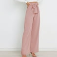 thumbnail image 6 of Sakmal Drawstring Pants for Women Work Pleated Wide Leg Trousers Full Length Pink Solid High Waisted Pants with Pockets, 6 of 8