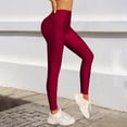 thumbnail image 5 of Gkeoshab Yoga Pants Women'S Sports Slim Fit Slimming High Yoga Pants Nylon High Waisted Glossy Leggings Wine Red M, 5 of 7