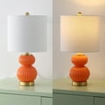 thumbnail image 4 of JONATHAN Y Daphne 20" Contemporary Transitional Metal/Glass Ribbed Gourd LED Table Lamp, Orange/Brass Gold, JYL1099E, 4 of 7