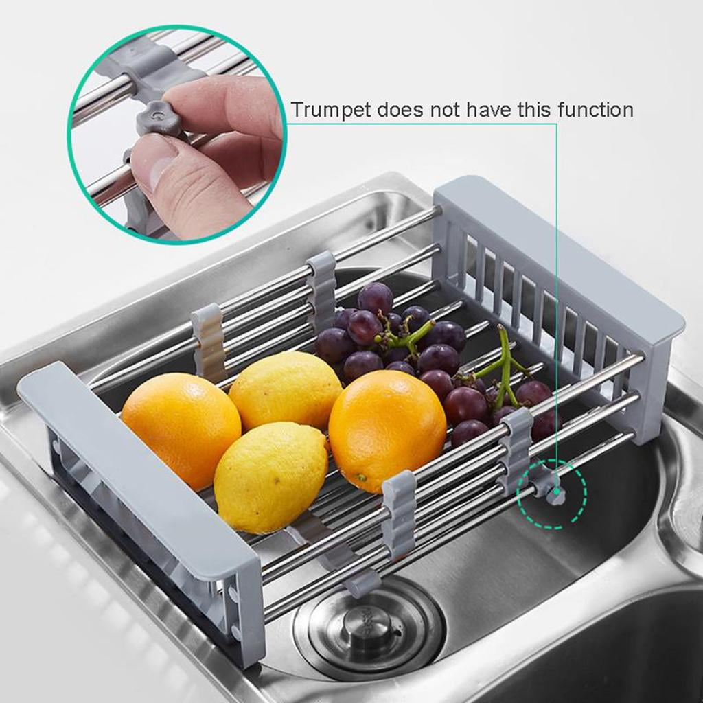 Adjustable Size Black Dish Drying Rack - Expandable, Stainless Steel  Over-the-Sink, Rust-free for Kitchen - Walmart.com