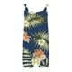 thumbnail image 2 of Gibobby Mono Corto Informal Mono de un hombro con cordones y bolsillos con estampado de flores de talla grande para mujer(Azul， XXL), 2 of 4