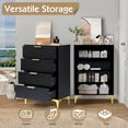 thumbnail image 6 of KIGOTY 4 Drawer Dresser for Bedroom, Modern Tall Dresser Storage Cabinet, Wood Chest of Drawers, Bedroom Dressers, Storage Organizer Unit for Living Room, Hallway, Entryway (Black-Gold), 6 of 7