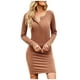 thumbnail image 1 of Vestidos Ceñidos Al Cuerpo Para Mujer Vestido de Cuello Redondo de Manga Larga de Punto de Color Sólido Con Un Solo Pecho Odeerbi ODB185470, 1 of 9