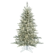Vickerman 5.5' Silver Tinsel Fir Artificial Christmas Tree, Warm White Dura-lit LED Lights