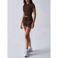 thumbnail image 5 of Womens Two Piece Lounge Sets Casual Summer Outfits 2 Piece Short Matching Clothing Set Brown S, 5 of 8