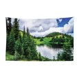 thumbnail image 1 of Dark Forest Tapestry, Wooden Bridge Leading into The Woods at Allaire State Park New Jersey, Fabric Wall Hanging Decor for Bedroom Living Room Dorm, 2 Sizes, Charcoal Grey Green, by Ambesonne, 1 of 1