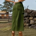 thumbnail image 5 of Mrat Print Skirt Women's Spring/Summer Denim Casual Wear Pocket Skirt Casual Mid Length Skirt Beach Skirts S-115 Army-Green S, 5 of 6
