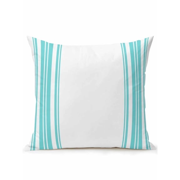 1 Pack Outdoor Throw Pillow, Teal Green Striped Waterproof Pillow with Insert Included, Farmhouse Simple Line Vertical Stripes Decorative Accent Cushion Sofa Pillows for Patio Porch, 18 x 18 In
