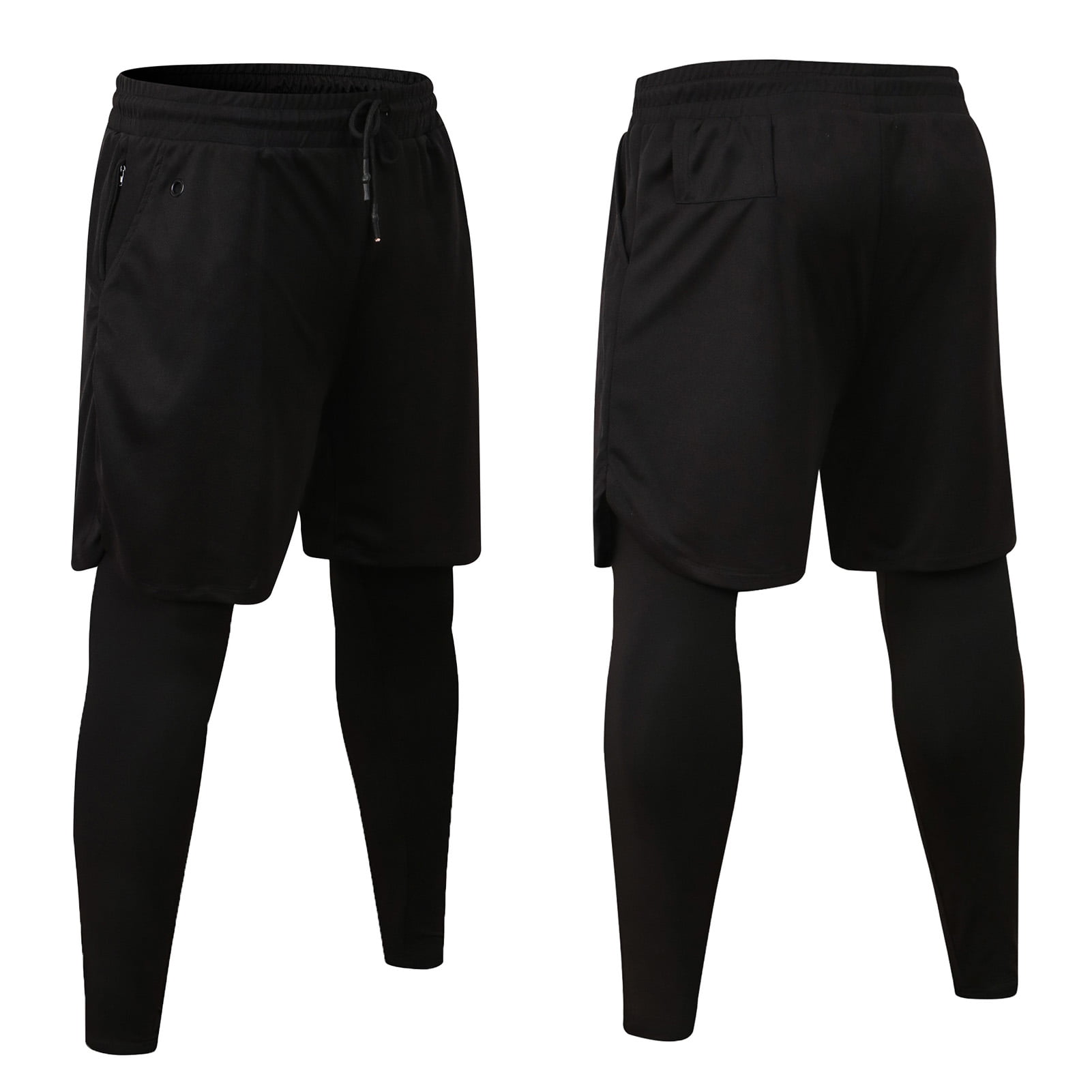 Men Sport Pants with Pockets 2-in-1 Liner Leggings Athletic Shorts Workout  Sportwear 