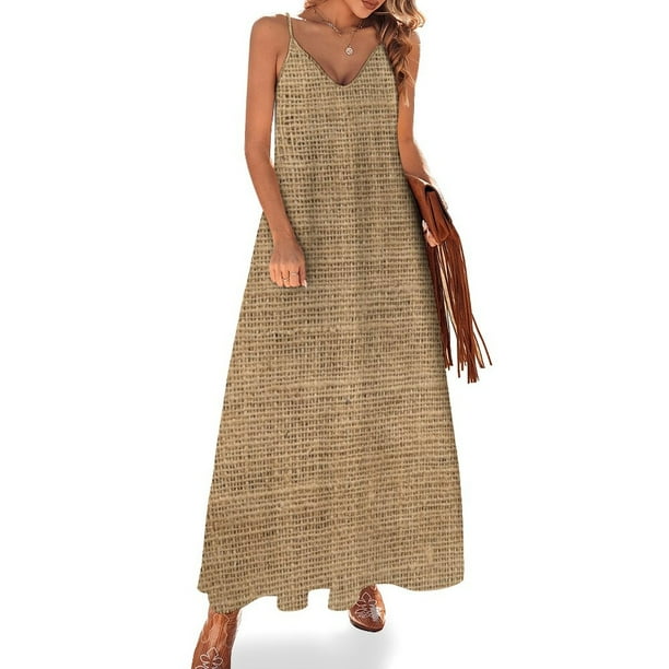 Patrón de fondo de textura de fibra de arpillera Vestido sin mangas Vestido de noche para mujer Vestido de verano para mujer 2024 Vestido de verano