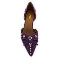 thumbnail image 4 of FSJ Women Graceful Kitten Low Heels D'Orsay Pumps Bowknot Pointed Closed Toe Slip-On Metal Ring Sandals Party Casual Shoes Size 8 Purple, 4 of 4