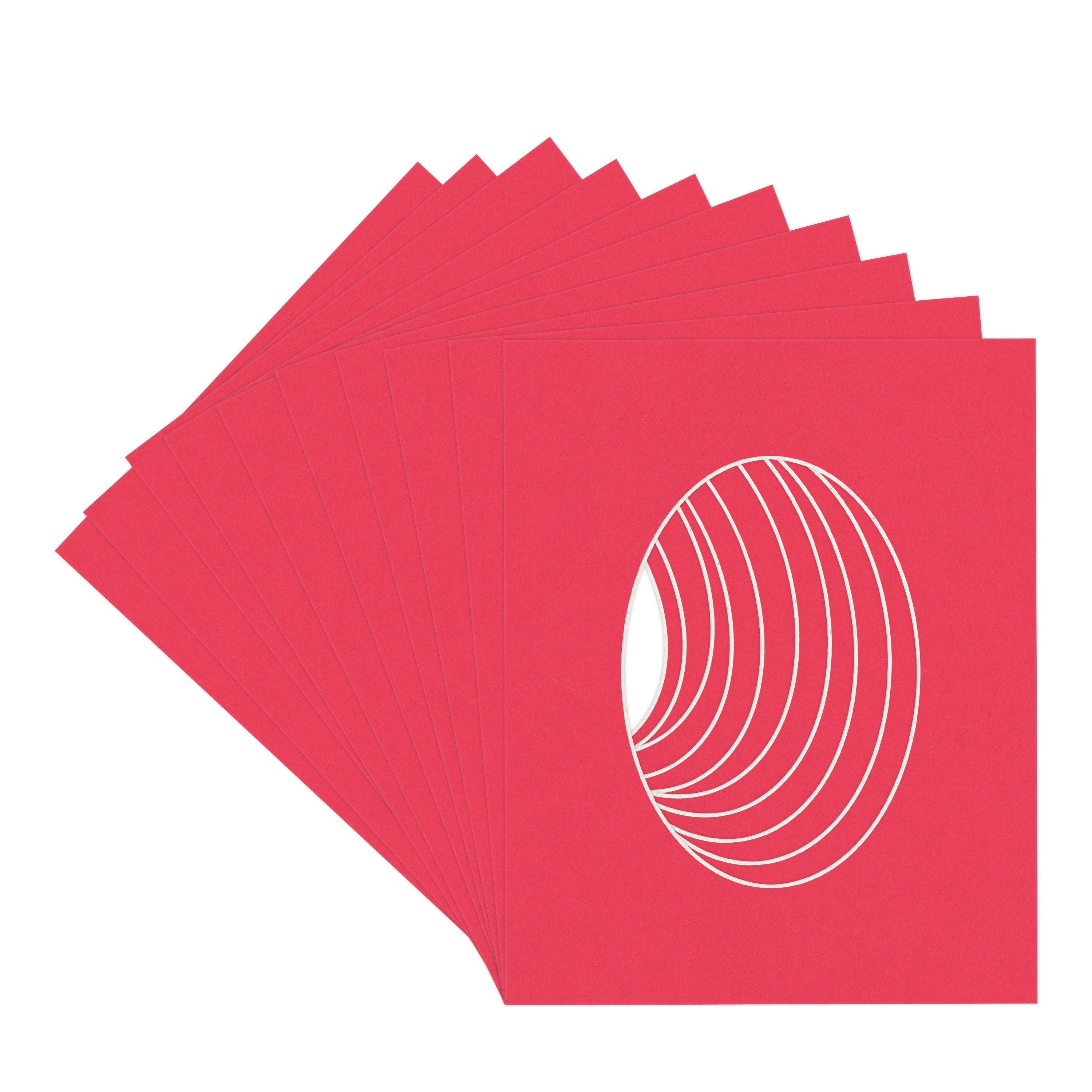 Cardinal Red Picture Frame Mat for 18x24 Frames - Oval Opening for 15x19 Photos - 10 Mats