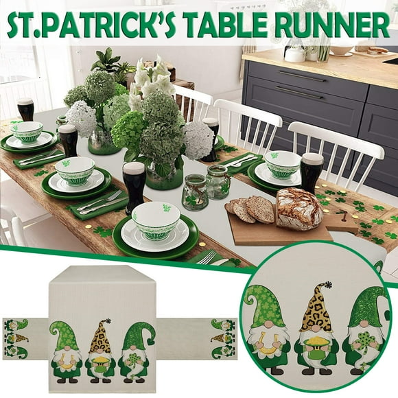 Boovnll Table Runner, St. Patrick's Day Printed Dining Table Runner for Family Holiday Parties Decor, Table Runners, Table Decor, Coffee Table Decor