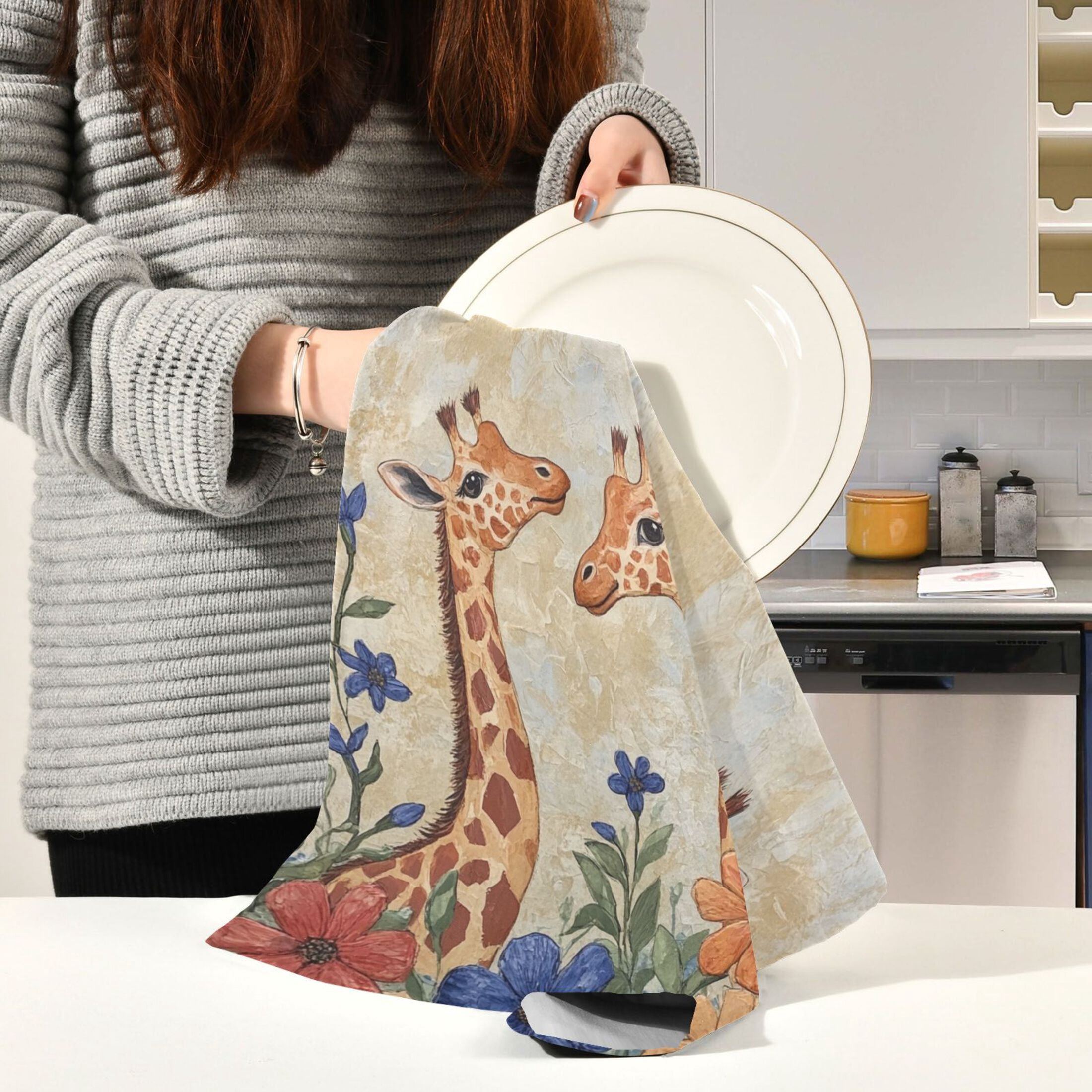 Kitchen Towel 28x18 Inches x6，Plate Towel, Decorative Towel, Napkin, Tea Towel Tea Towels For Kitchen Dish Cloths & Dish Towels Two Giraffes