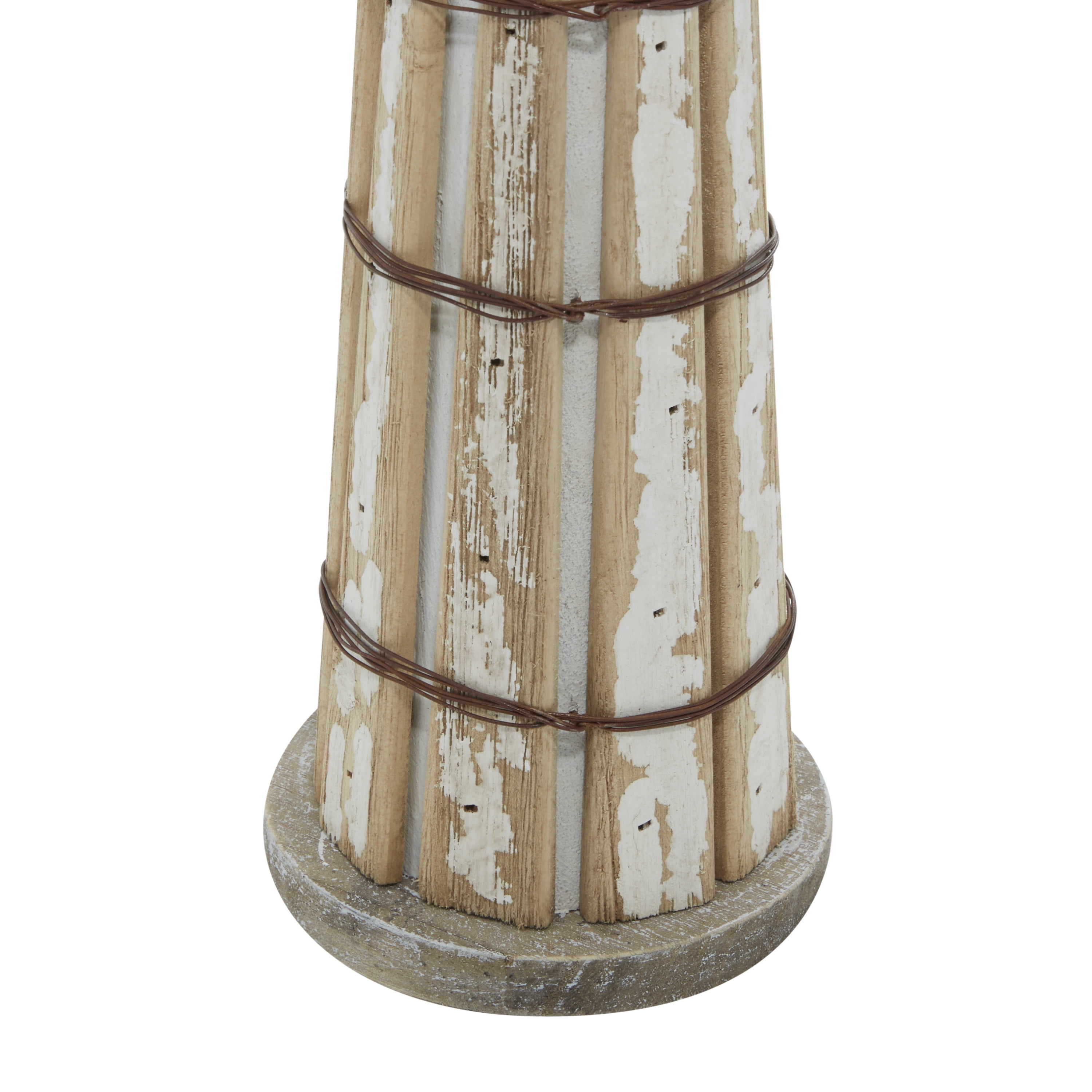 20", 14"H Brown Wood Light House Sculpture, by DecMode (2 Count)