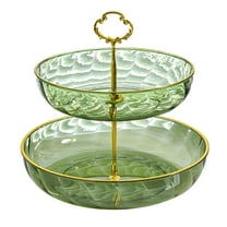 Fiocias Cake Stand 2 Tier Fruit Snack Plates Dinner Table Display Plate Serving Tray for Green