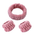 thumbnail image 2 of El juego de lavado de cara con diadema de spa reutilizable incluye 1 diadema de microfibra, 2 muñequeras para mujeres y niñas, evita que el líquido se Rosa oscuro Salvador diadema de lavado de cara, 2 of 7
