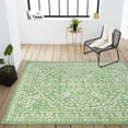 thumbnail image 6 of MORI SMB104F-5 Malta Bohemian Medallion Textured Weave Indoor Outdoor Area Rug, Coastal Traditional Transitional Easy Cleaning,Bedroom,Kitchen,Backyard,Patio,Non Shedding, 5 X 8, Cream/Green, 6 of 6