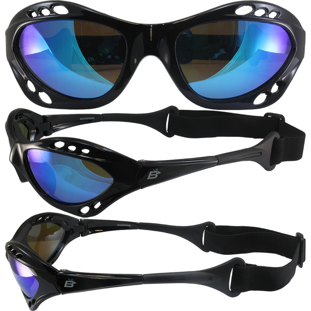 Three Pair Birdz Seahawk Polarized Sunglasses Floating Jet Ski Goggles Sport Kite-Boarding, Surfing, Kayaking, Two Smoke, One Blue Mirror Lens - image 3 of 4