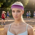 thumbnail image 2 of Unique Bargains 1 Set Breathable Headband with Wristband Sweat Headband for Sport White Purple, 2 of 6