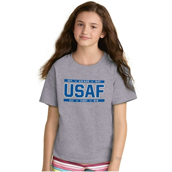 Us Air Force USAF Fly Fight Win Crewneck T Shirts Boy Girl Teen Brisco Brands XS