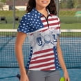 thumbnail image 3 of Whosucclay Daily Casual Polo Shirts, American Flag Golf Pattern Moisture Wicking V Neck Quarter Zip Women V Neck Golf Shirts for Outdoor Shopping Tennis Size X-Large, 3 of 10