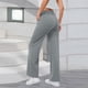 thumbnail image 4 of Amzcrzy Pantalones Vestir Mujer Color Liso S-2XL - Cintura Alta Elástica, Pliegues Frontales, Sin Cremallera, Bolsillos, Para Trabajo Gris, 4 of 5