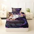 thumbnail image 4 of Feelyou Boho Gothic Rose Dragon Twin Sheet Sets for Men Women, Vintage Castle Animal Bedding, Purple Pink, 3 Pieces, 4 of 5