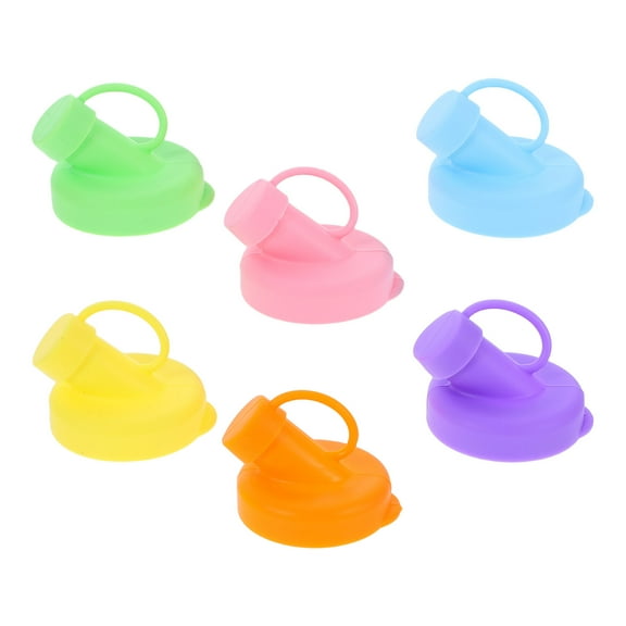 COMPUKAS 6PCS Leakproof Silicone Bottle Covers Glass Jug Pouring Spout Tops Assorted Color Portable Storage For Picnic