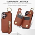 thumbnail image 7 of Allytech Wallet Case for iPhone 16 Plus, Card Holder & Zipper Pocket, Finger Grip Ring, Screen & Camera Protection, Luxury PU Leather Kickstand Double Buttons Flip Shockproof Case, Brown, 7 of 7