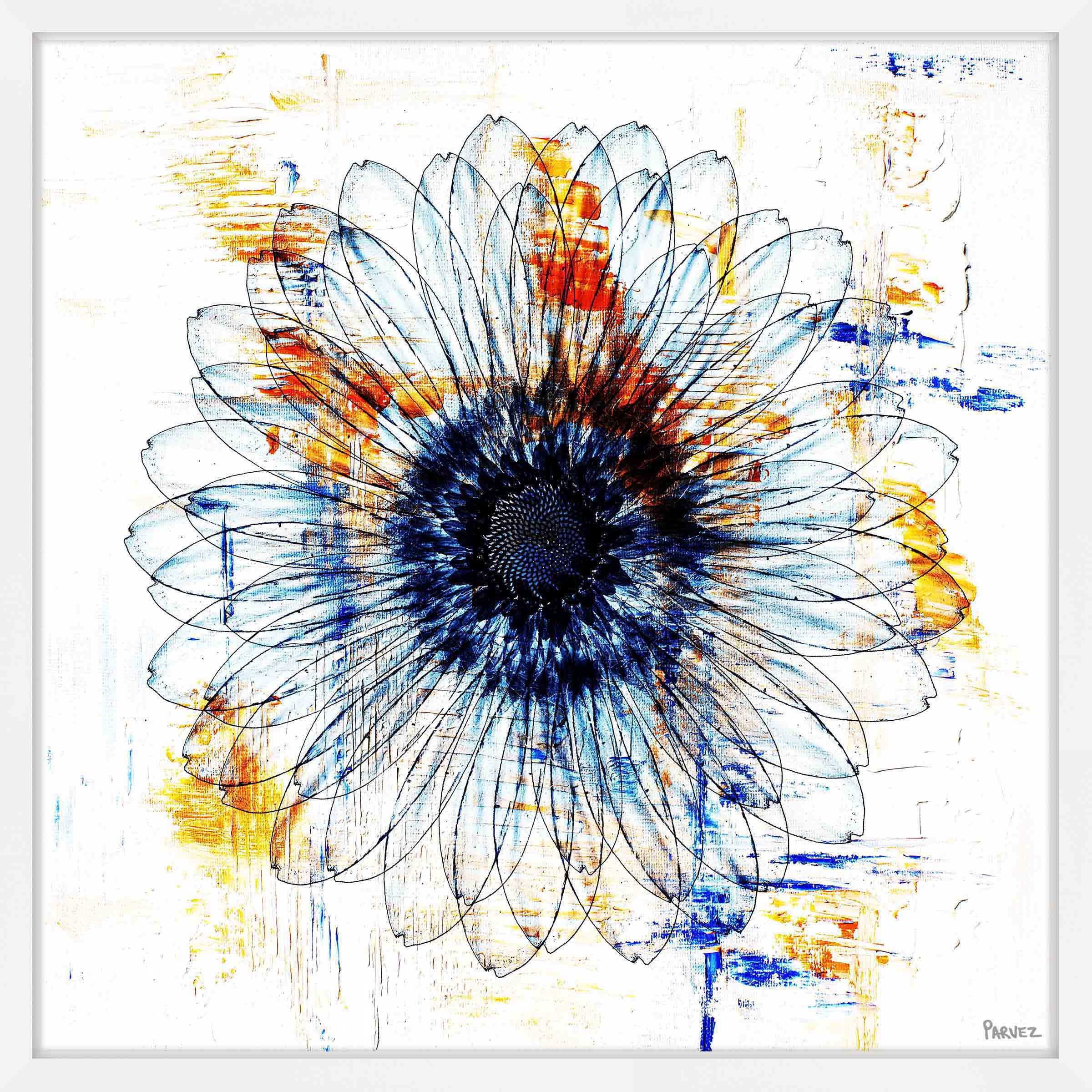 "Stencil Flower" Framed Painting Print