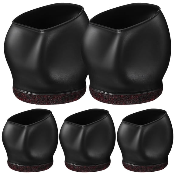WEAVILUX Wear-Resistant Tpe Black Chair Caster Cups for Rolling Furniture 5Pcs