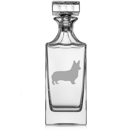 30 oz Glass Whiskey Decanter with Glass Stopper Gift Corgi