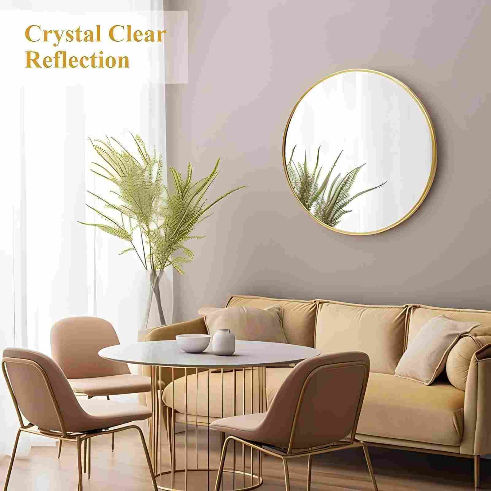 Mirrasia 30"x30"Round Bathroom Mirror Wall Mounted Mirror Aluminum Alloy Frame ,Gold
