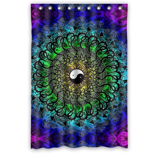 ABPHQTO Mandalas para colorear Yin Yang Cortina de ducha Cortina de ducha impermeable 120x180 cm