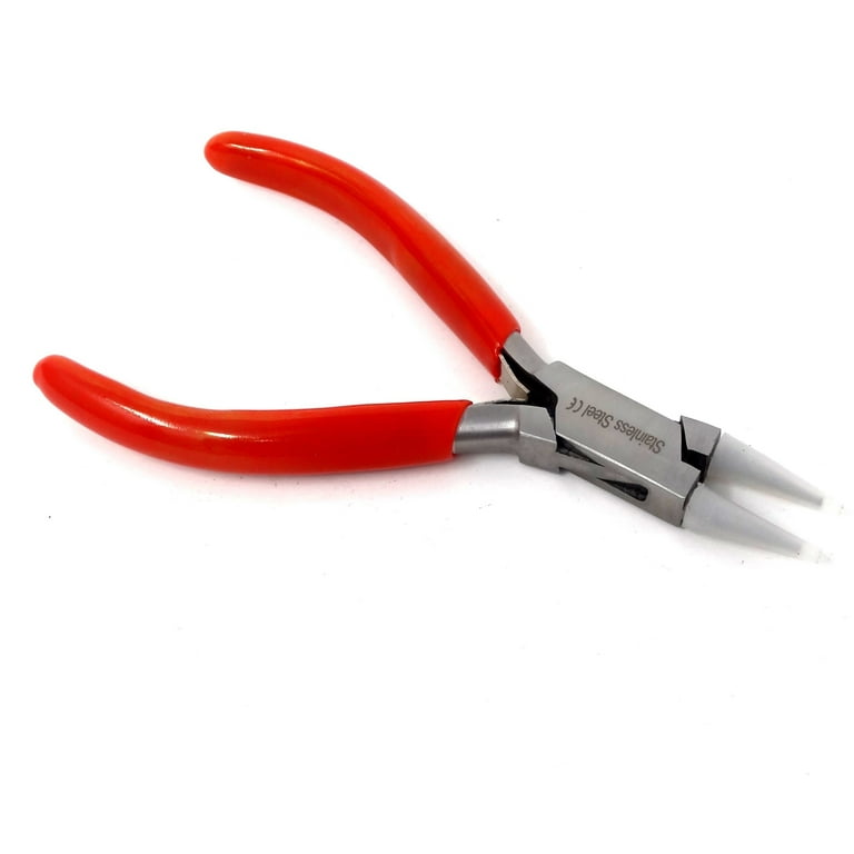 Round Nose Nylon Jaws Jewelry Making Pliers 4.5 with Removable Caps Professional Repair Stainless Steel Tool with Cushion Grip for Handmade DIY Craft